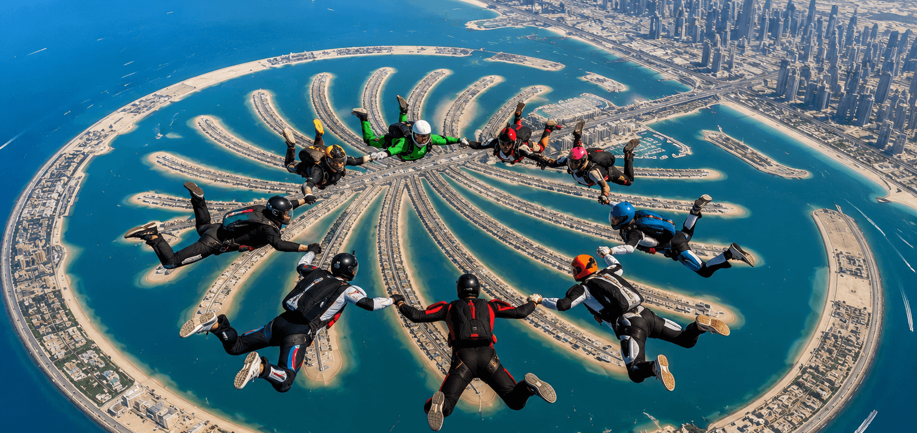 Skydiving over Dubai Palm Jumeirah